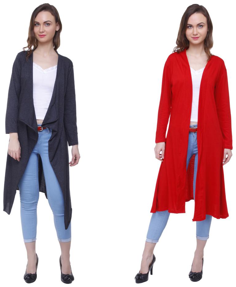 

Rane women solid cotton horiery combo casual nd party wear long shrug