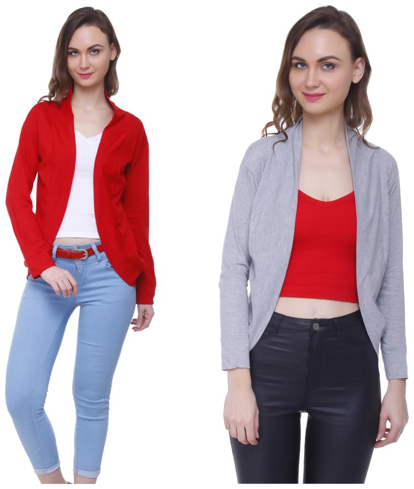 

Rane women solid cotton horiery combo casual nd party wear shrug