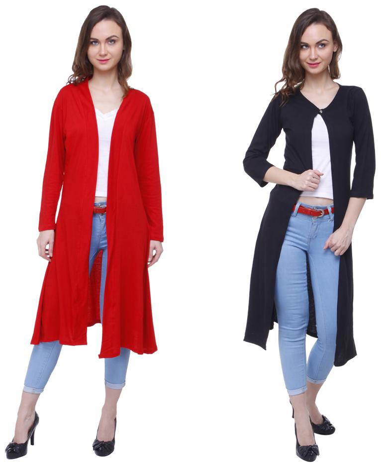 

Rane women solid cotton horiery combo casual nd party wear long shrug
