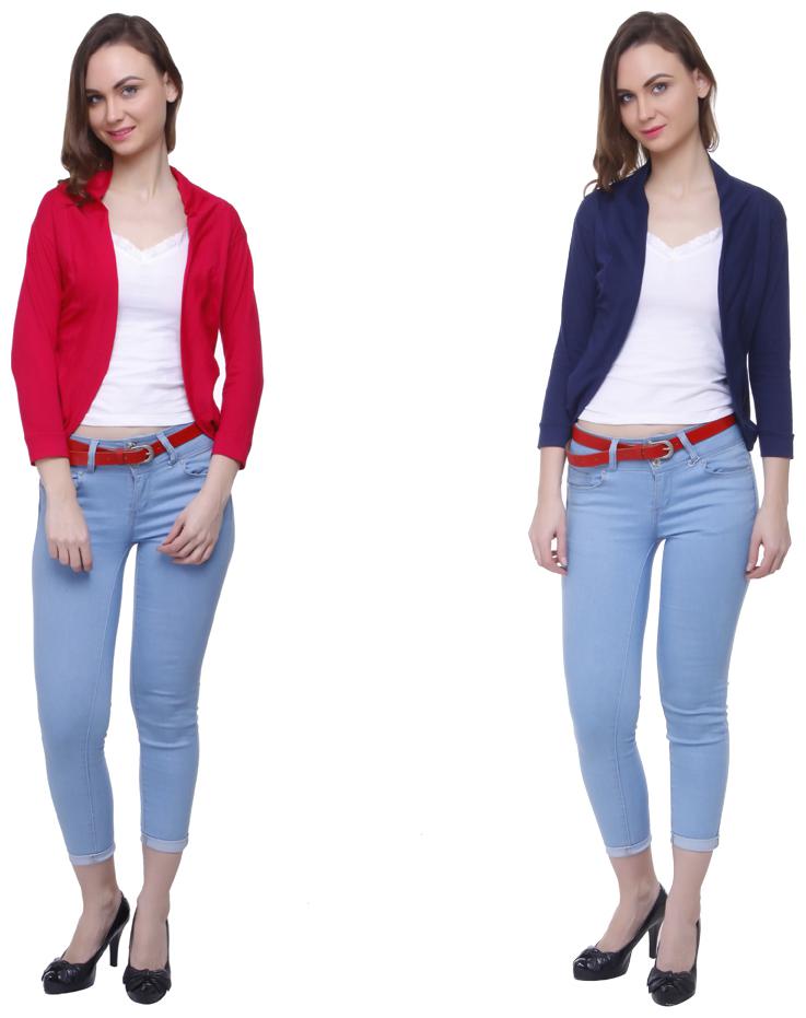 

Rane women solid cotton horiery combo casual nd party wear shrug