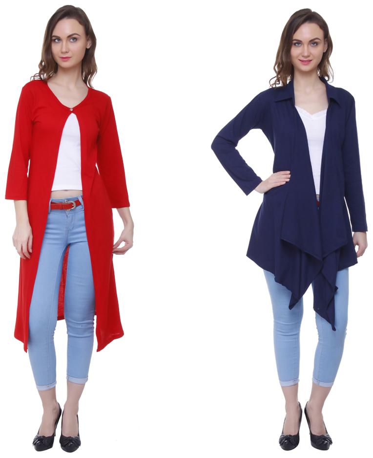 

Rane women solid cotton horiery combo casual nd party wear long shrug