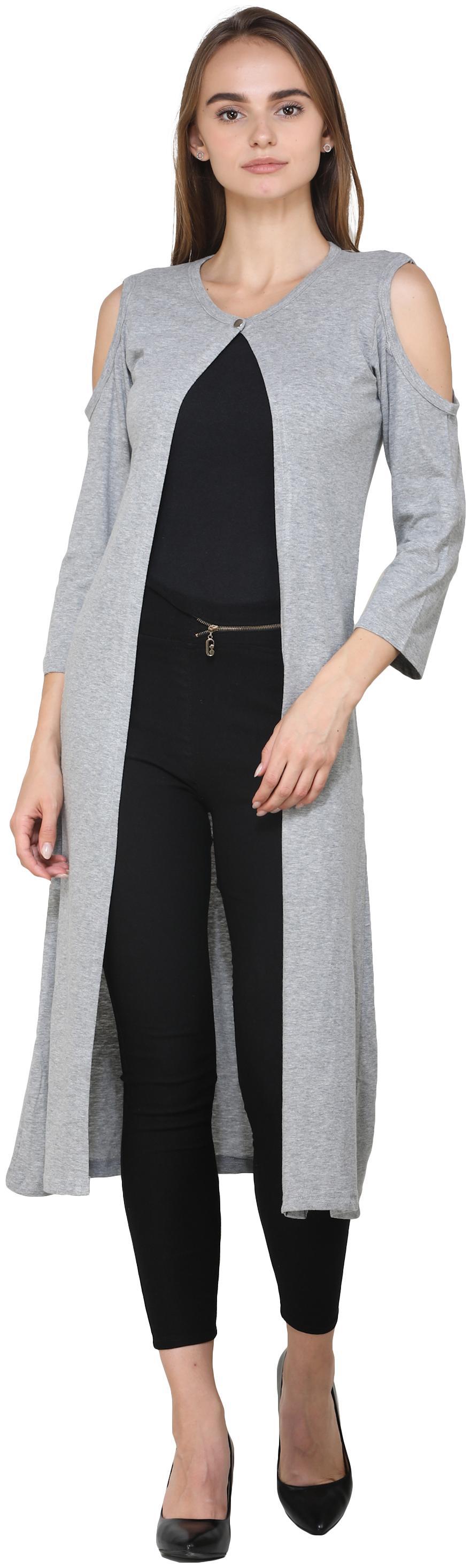 

Rane women s solid gray cotton long shrug