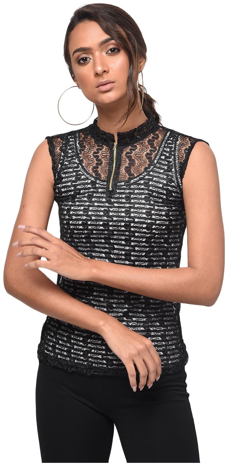 

Rane Women Solid Fusion top - Black
