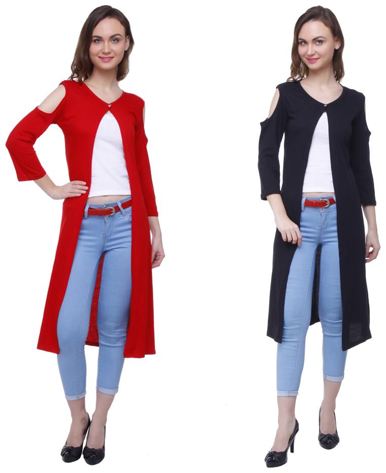 

Rane women solid cotton horiery combo casual nd party wear long shrug