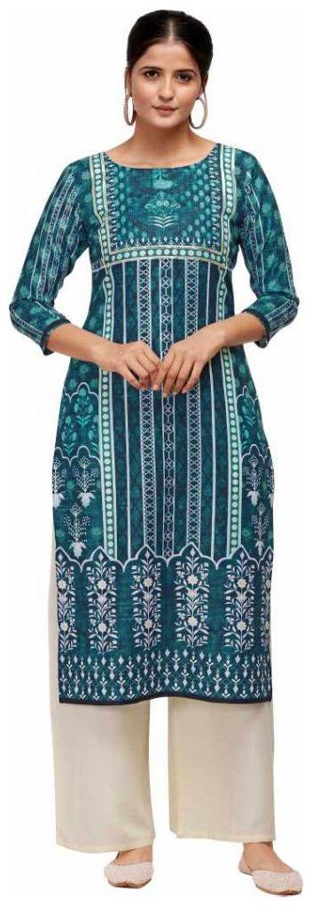 

Rangkruti Designer Viscose Rayon Regular Fit Kurta and Palazzo Set For Women (Green)