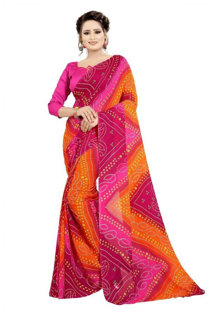 

Rangkruti Designer Georgette Multi Color Saree With Blouse For Women