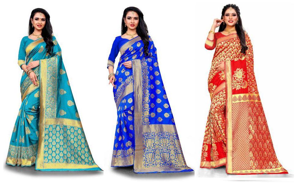

RANGKRUTI Women Jacquard Woven Multi Regular Saree With Blouse