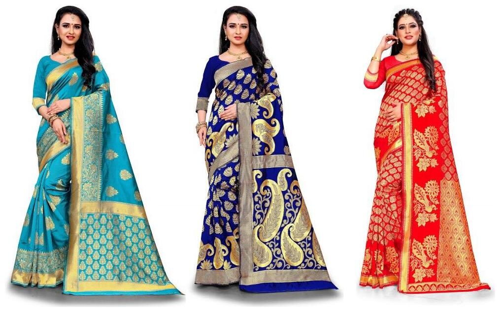 

RANGKRUTI Women Jacquard Woven Multi Regular Saree With Blouse