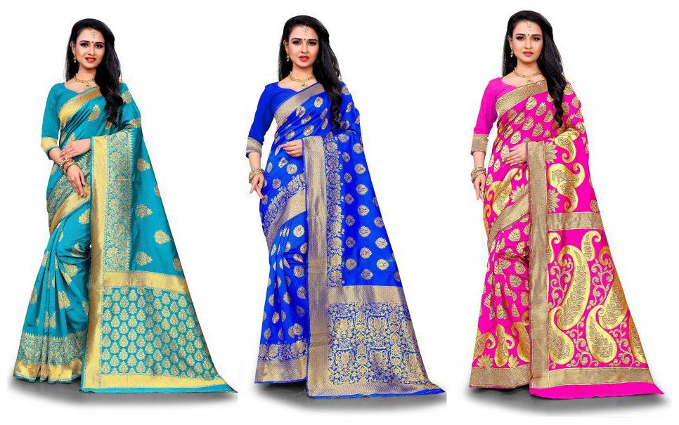 

RANGKRUTI Women Jacquard Woven Multi Regular Saree With Blouse
