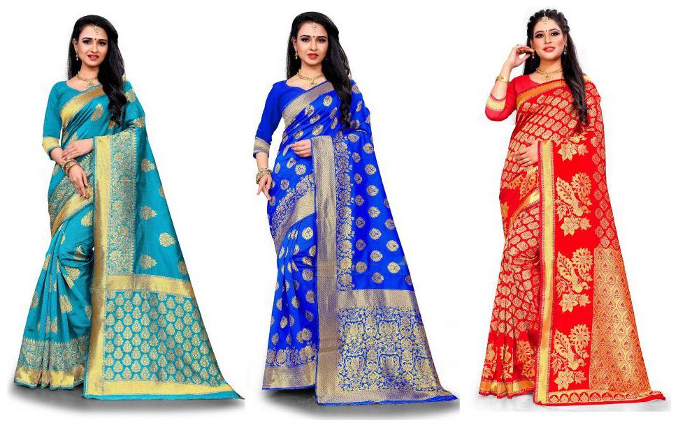 

RANGKRUTI Women Jacquard Woven Multi Regular Saree With Blouse