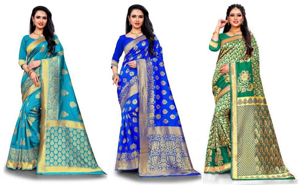 

RANGKRUTI Women Jacquard Woven Multi Regular Saree With Blouse