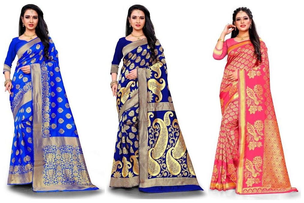 

RANGKRUTI Women Jacquard Woven Multi Regular Saree With Blouse