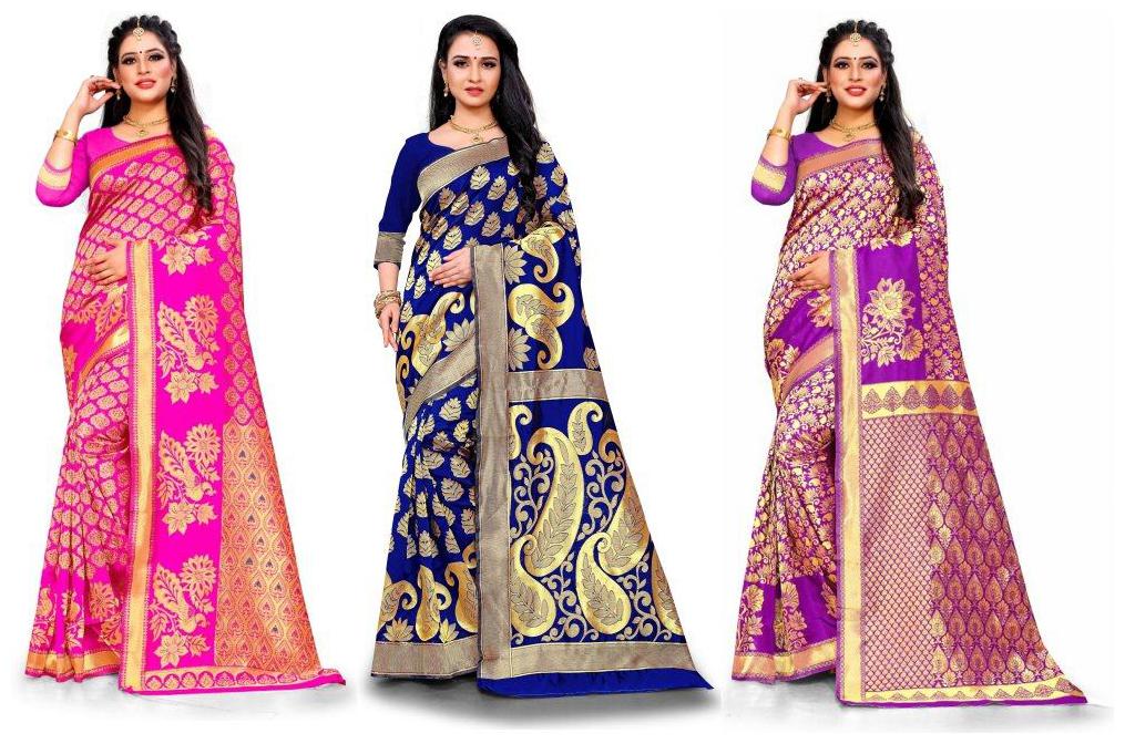 

RANGKRUTI Women Jacquard Woven Multi Regular Saree With Blouse