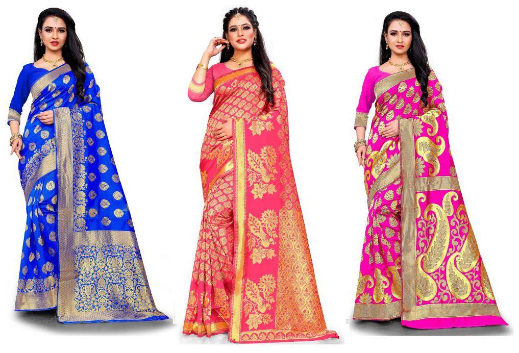 

RANGKRUTI Women Jacquard Woven Multi Regular Saree With Blouse