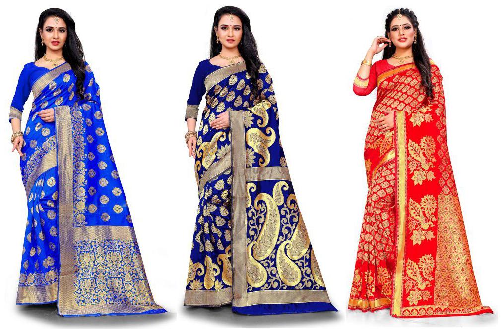 

RANGKRUTI Women Jacquard Woven Multi Regular Saree With Blouse
