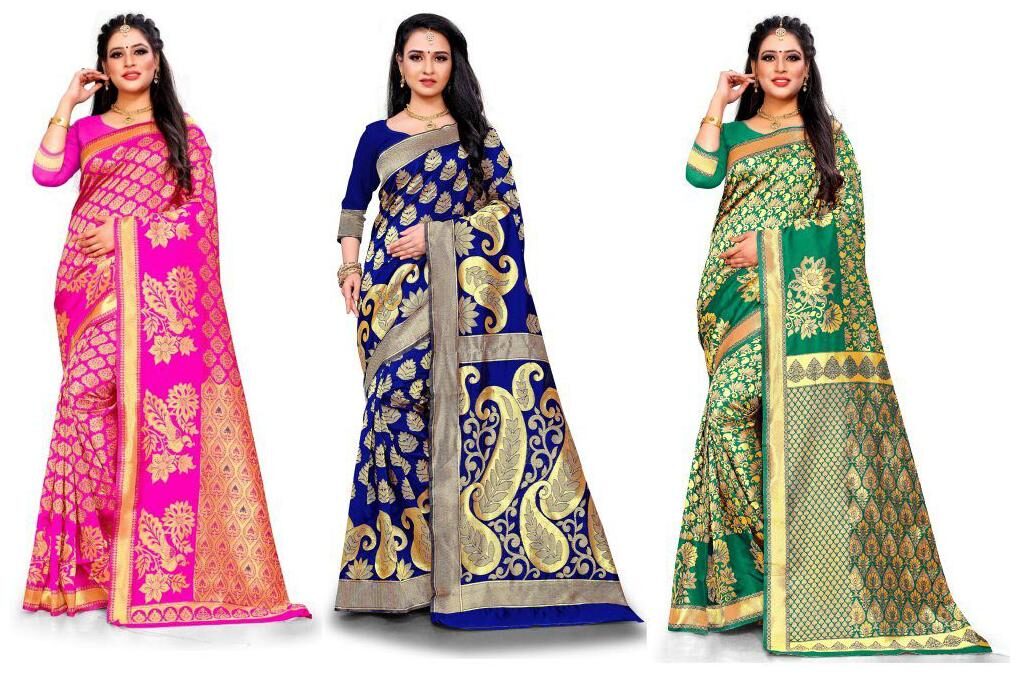 

RANGKRUTI Women Jacquard Woven Multi Regular Saree With Blouse
