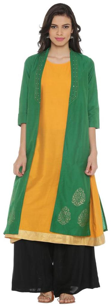 

Rangmanch By Pantaloons Women Green Printed Layered Kurta