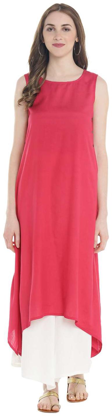 

Rangmanch By Pantaloons Women Pink Solid Assymetrical Kurta