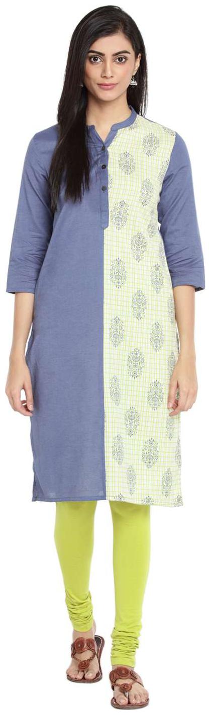 

Rangmanch By Pantaloons Women Blue Printed Straight Kurta
