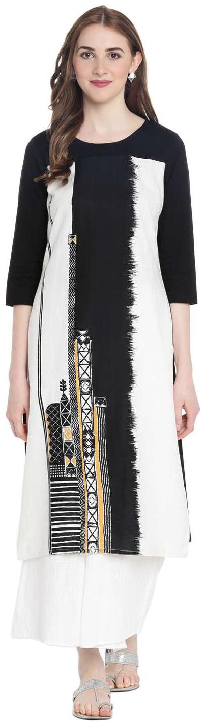 

Rangmanch By Pantaloons Women Black Printed Straight Kurta