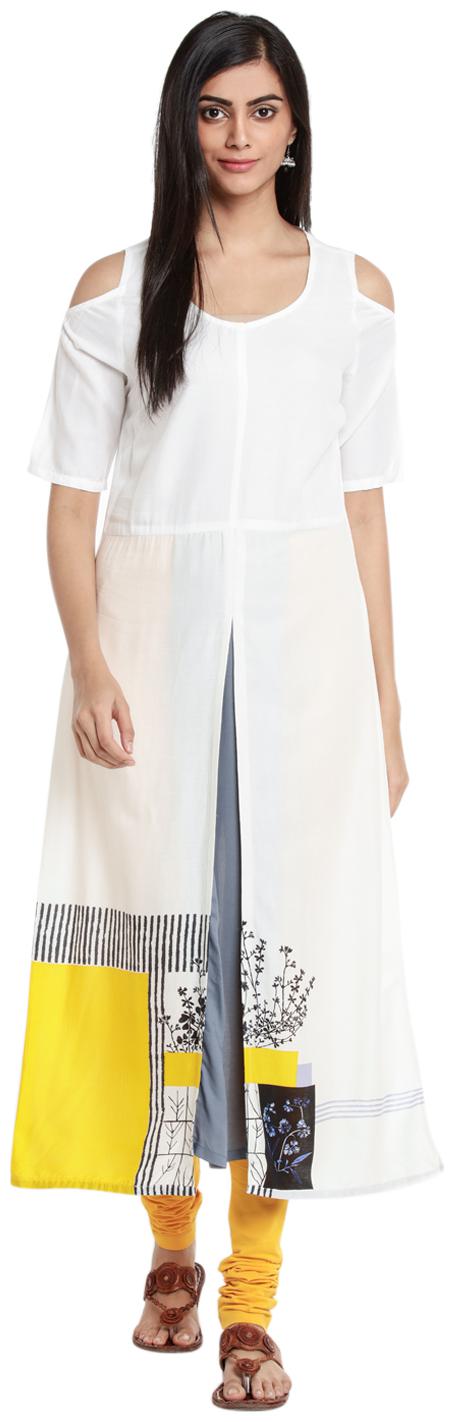 

Rangmanch By Pantaloons Women White Printed Straight Kurta