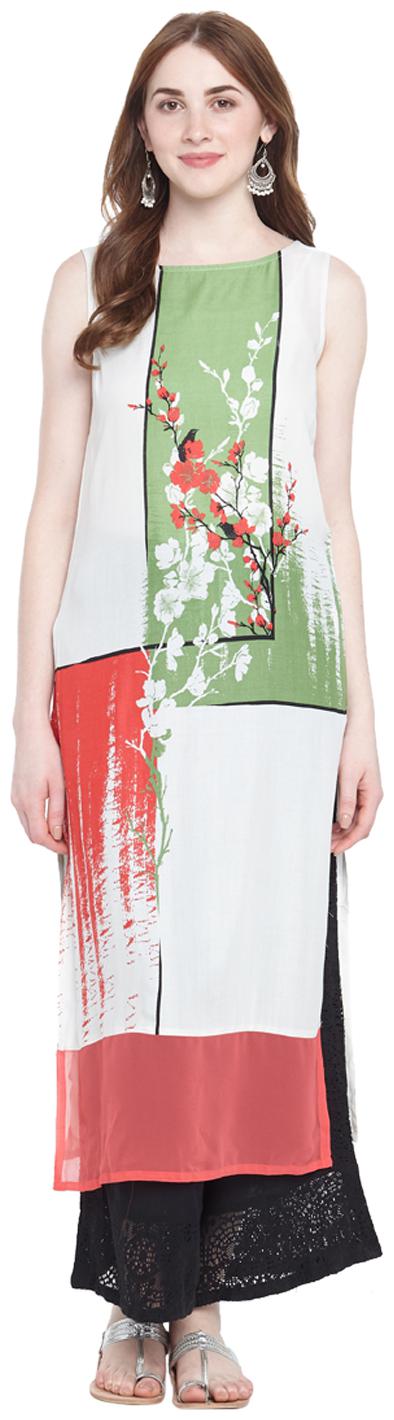 

Rangmanch By Pantaloons Women White Printed Straight Kurta