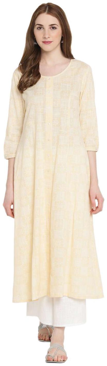 

Rangmanch By Pantaloons Women Yellow Printed Straight Kurta