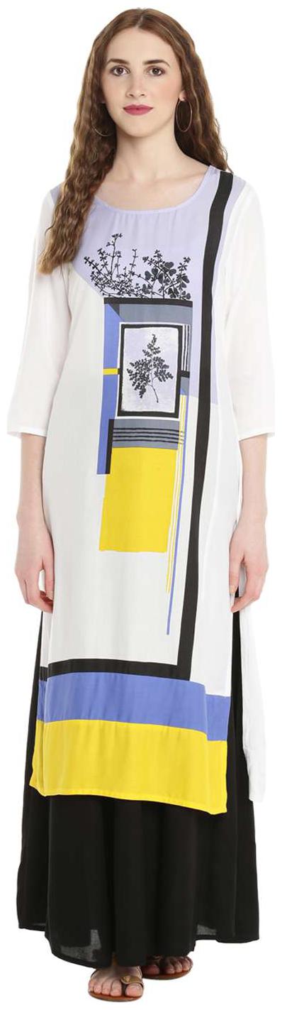 

Rangmanch By Pantaloons Women White Printed Straight Kurta