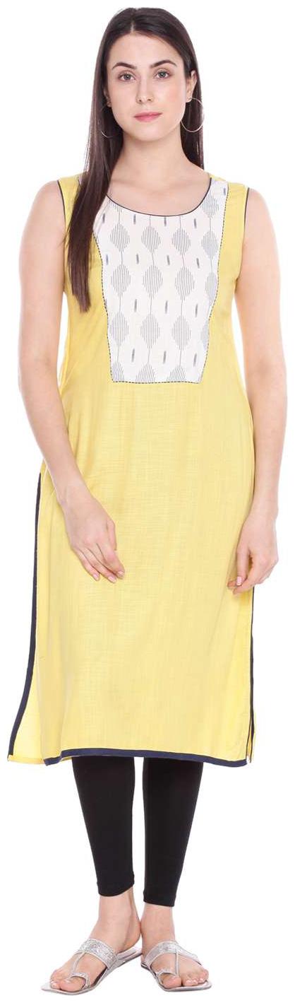 

Rangmanch By Pantaloons Women Yellow Printed Straight Kurta