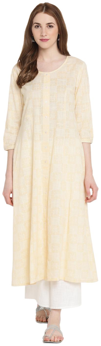 

Rangmanch By Pantaloons Women Yellow Printed Straight Kurta