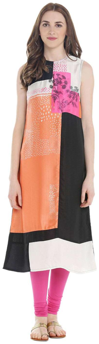 

Rangmanch By Pantaloons Women Orange Printed Straight Kurta