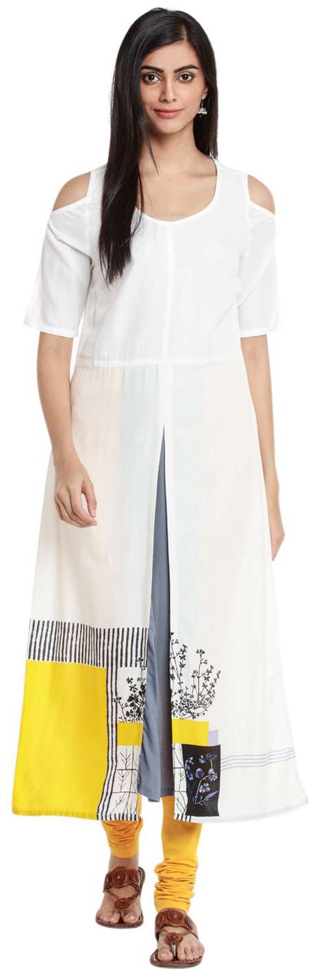 

Rangmanch By Pantaloons Women White Printed Straight Kurta