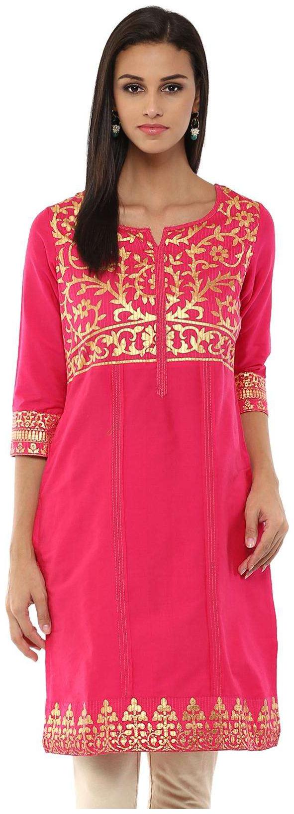 

Rangmanch By Pantaloons Women Pink Printed Straight Kurta