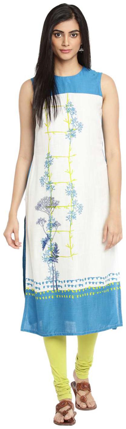 

Rangmanch By Pantaloons Women White Printed Straight Kurta