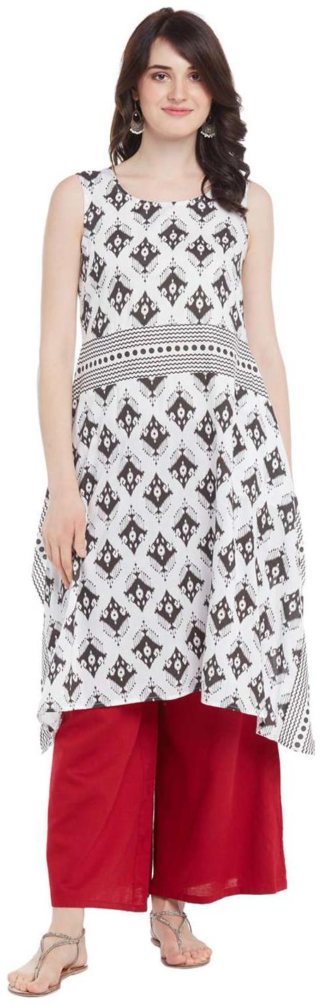 

Rangmanch By Pantaloons Women Brown Printed Assymetrical Kurta