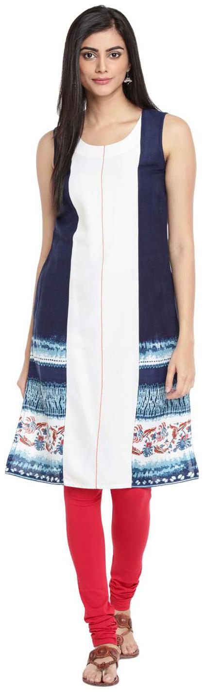 

Rangmanch By Pantaloons Women Blue Printed Straight Kurta