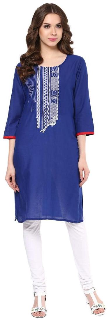 

Rangmanch By Pantaloons Women Blue Printed Straight Kurta