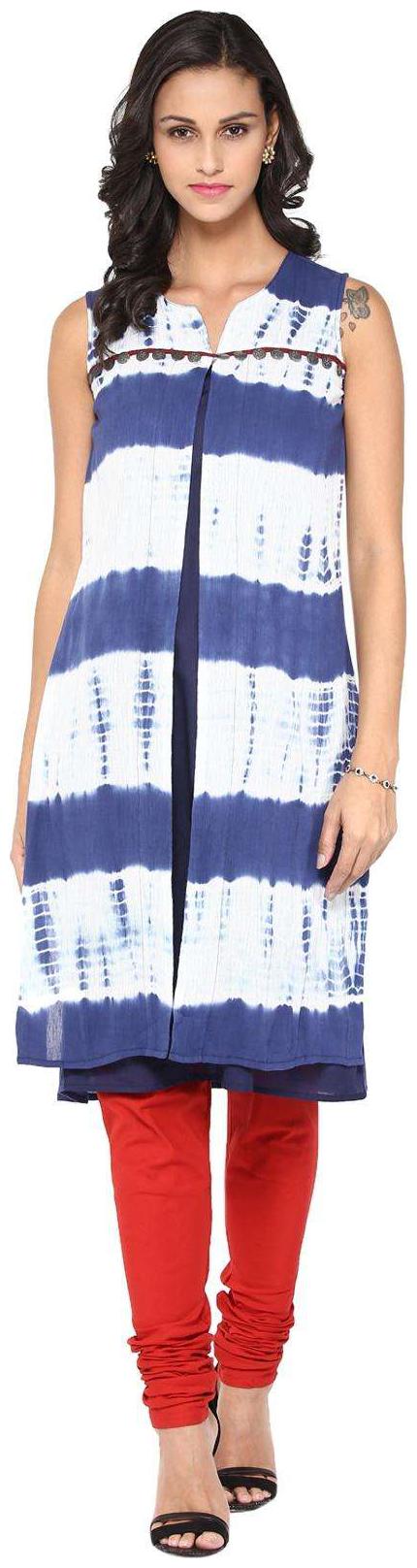 

Rangmanch By Pantaloons Women Blue Solid Layered Kurta