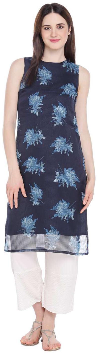 

Rangmanch By Pantaloons Women Blue Floral Straight Kurta