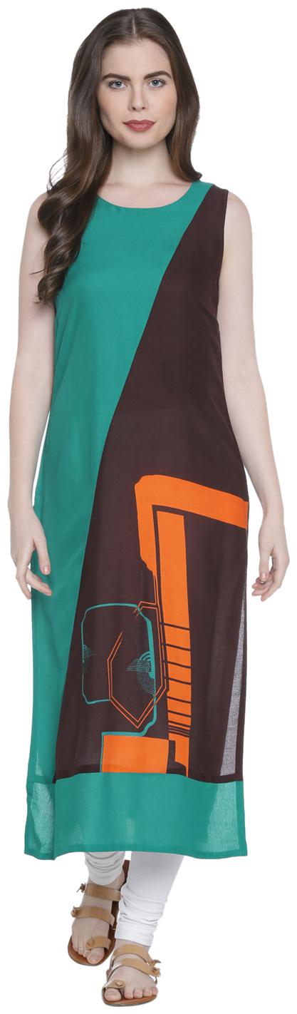 

Rangmanch By Pantaloons Women Brown Printed Straight Kurta