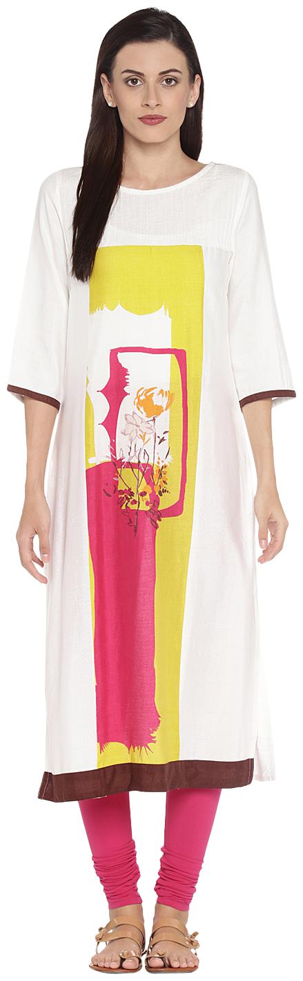 

Rangmanch By Pantaloons Women White Printed Straight Kurta