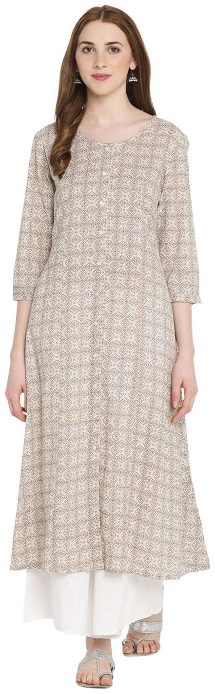 

Rangmanch By Pantaloons Women Grey Printed Straight Kurta