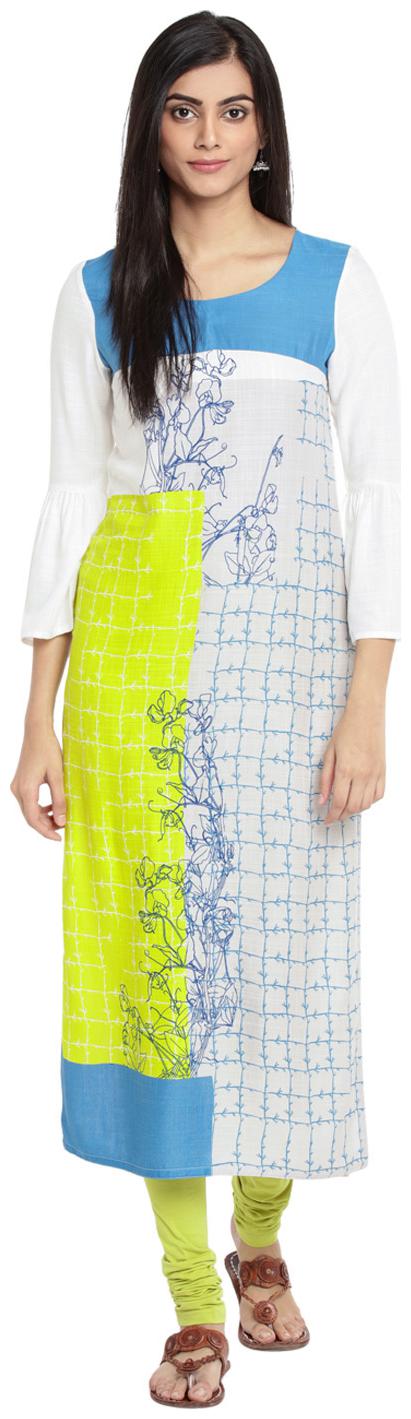 

Rangmanch By Pantaloons Women White Printed Straight Kurta