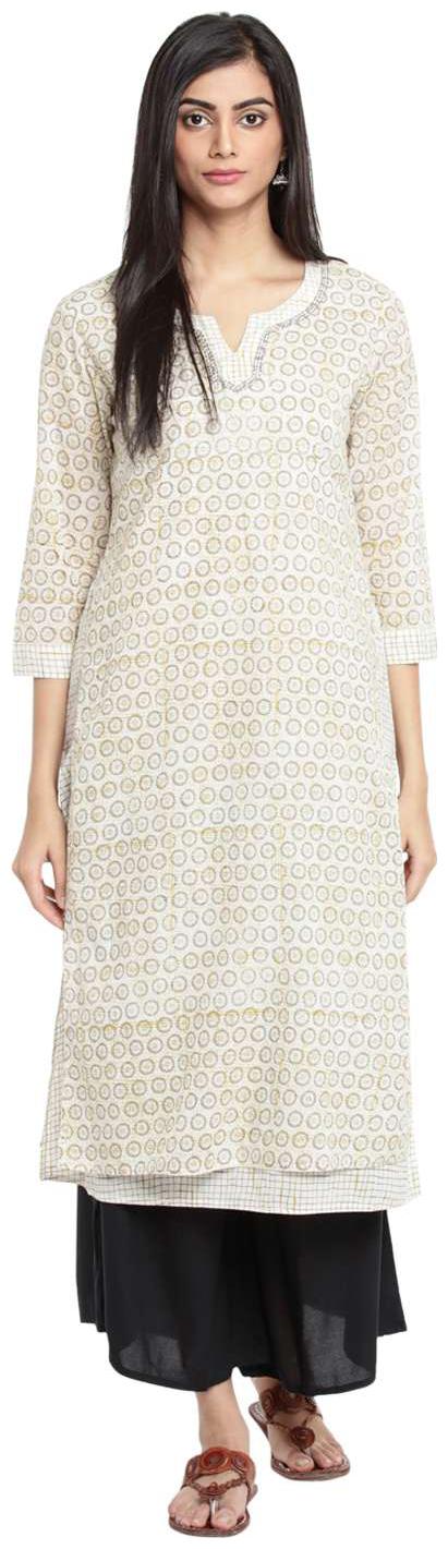

Rangmanch By Pantaloons Women Beige Printed Straight Kurta