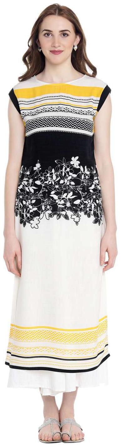 

Rangmanch By Pantaloons Women White Printed Straight Kurta