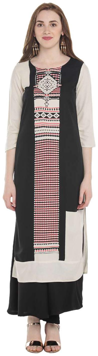 

Rangmanch By Pantaloons Women Beige Printed Straight Kurta