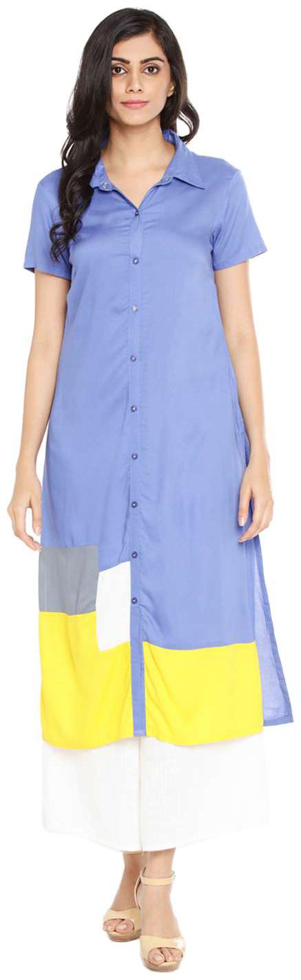 

Rangmanch By Pantaloons Women Blue Solid Straight Kurta
