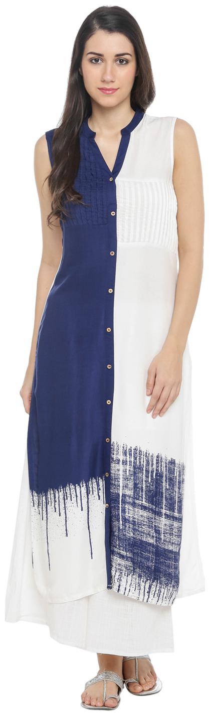 

Rangmanch By Pantaloons Women White Printed Straight Kurta