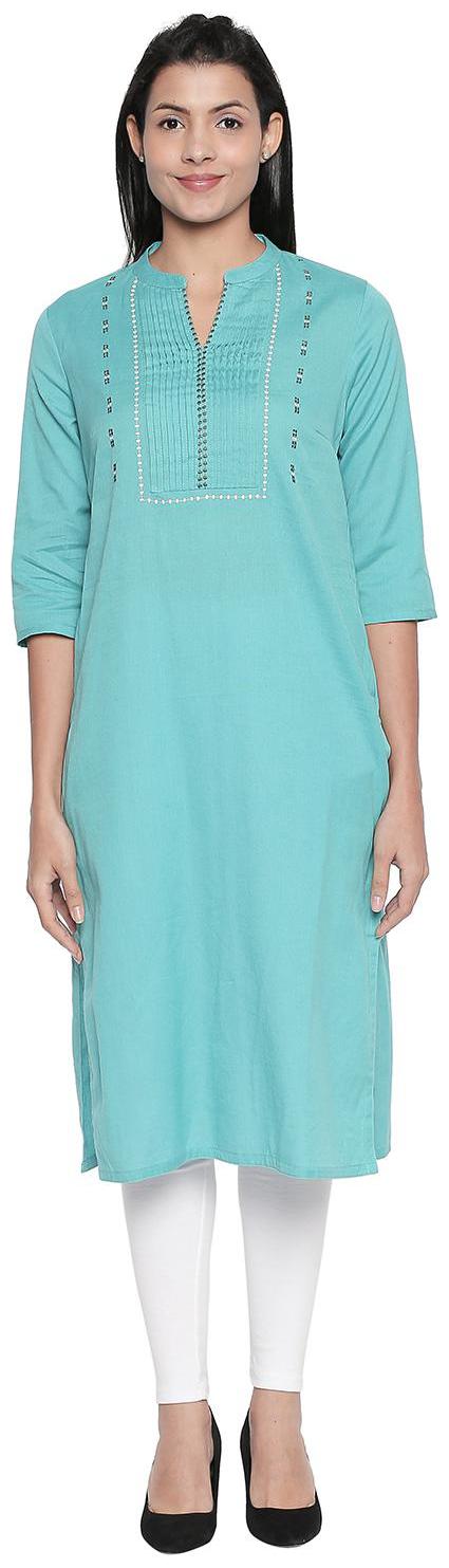 

Rangmanch By Pantaloons Women Blue Solid Straight Kurta
