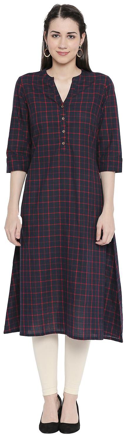 

Rangmanch By Pantaloons Women Cotton Solid A line Kurta - Blue